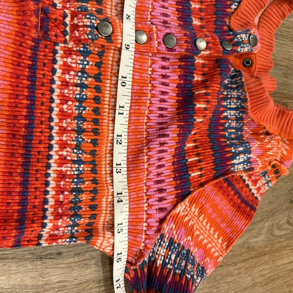 Free People Fp Movement Multicolored Rally Rib Henley Top Fired Up Combo Sz Med - Picture 8 of 10